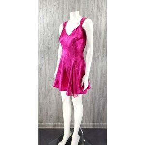 Vintage Slip Dress Val Mode Lingerie Pink Magenta Silky Satin New Years Party